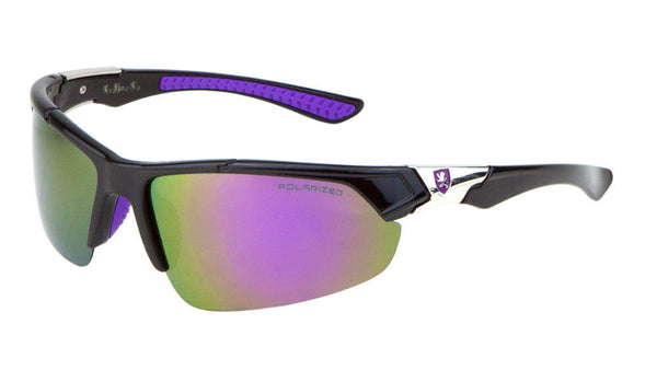 Khan Polarized Semi Rimless Sport Wrap Around Sunglasses