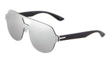 Rimless Oversized Flat Top One Piece Shield Lens Aviator Sunglasses