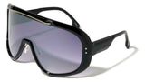 Futuristic Oversized Shield One Piece Lens Wrap Around Sport Sunglasses