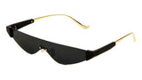 Cyber Futuristic Slim Rimless Shield One Piece Mono Lens Retro Sunglasses
