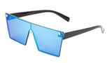 Art Deco Flat Top Shield One Piece Floating Lens Sunglasses