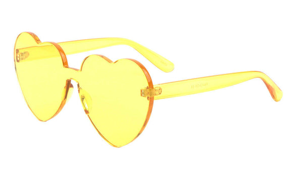 Thick Bold Oversized Lolita Heart Shaped Rimless Mono One Piece Shield Lens Sunglasses