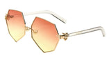 Geometric Oversized Pearl Nose Pad Clown Hand Hinge Aviator Sunglasses