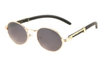 Scholar Luxury Oval Metal & Faux Wood Sunglasses