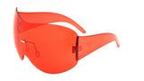 Alps Rimless Oversized Shield Mono Lens Futuristic Retro Sunglasses