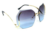 Womens Oversized Rimless Beveled Geometric Square Luxury Sunglasses