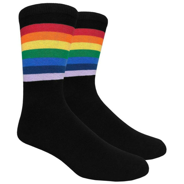 Colorful Rainbow Pride Striped Print Pattern Knit Crew Socks