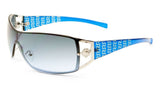 Kleo Greek Key Lion Head Medallion Wrap Around Shield Sunglasses