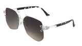 Wynwood Oversized Rimless Square Geometric Luxury Aviator Sunglasses