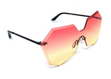Rimless Oversized Laser Cut Futuristic One Piece Shield Lens Luxury Sunglasses