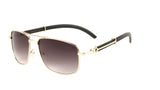 Associate Metal & Faux Wood Square Aviator Luxury Sunglasses