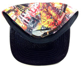 E-Flag Multicolor Faux Black Stingray Leather 5 Panel Strapback Hat