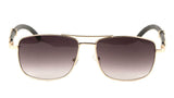 Associate Metal & Faux Wood Square Aviator Luxury Sunglasses