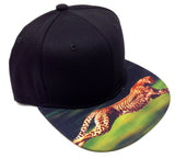 Black Sublimated Print Bill Strapback Hat