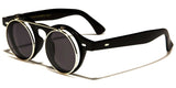 Cool Flip Up Round Clear Circle Lens Retro Steampunk Luxury Sunglasses
