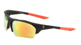 Khan Soft Rubber Semi Rimless Wrap Around Sport Sunglasses