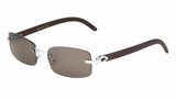Dean Slim Rimless Rectangular Metal & Faux Wood Luxury Sunglasses