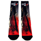 Friday The 13th Jason Voorhees Machete Splatter Premium Sublimated Mens Crew Socks