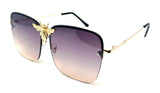 3D Killer Bee Luxury Hip Hop Half Rim Square Aviator Sunglasses