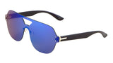 Rimless Oversized Flat Top One Piece Shield Lens Aviator Sunglasses