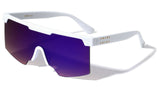 Oversized Semi Rimless Square Shield Aviator One Piece Lens Sunglasses