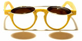 Flip Up Round Metal & Faux Wood Frame Steampunk Sunglasses