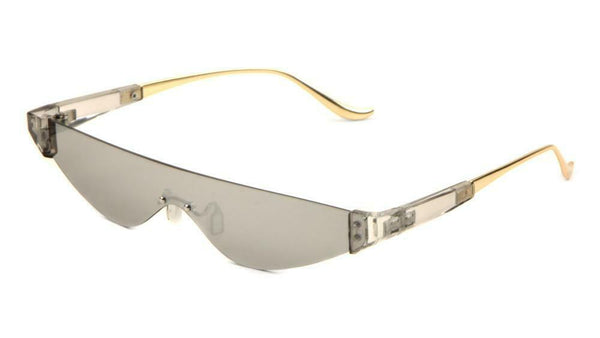 Fancy Buzz Sting Semi Rimless Luxury Hip Hop One Piece Shield Lens Aviator  Sunglasses
