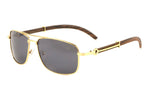Associate Metal & Faux Wood Square Aviator Luxury Sunglasses