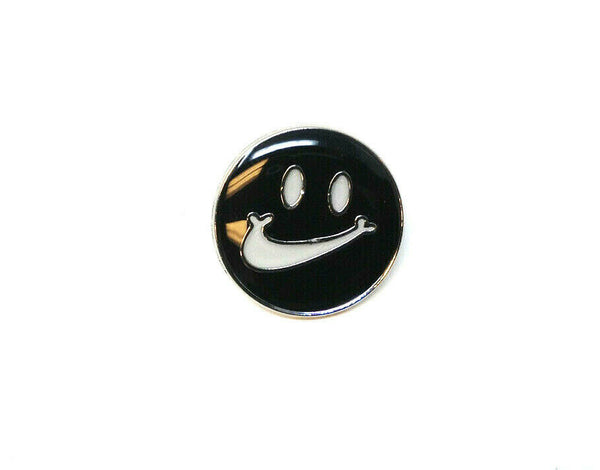 & Enamel Swoosh Check Mark Face Emoji Logo Lapel Pin –