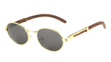 Scholar Luxury Oval Metal & Faux Wood Sunglasses