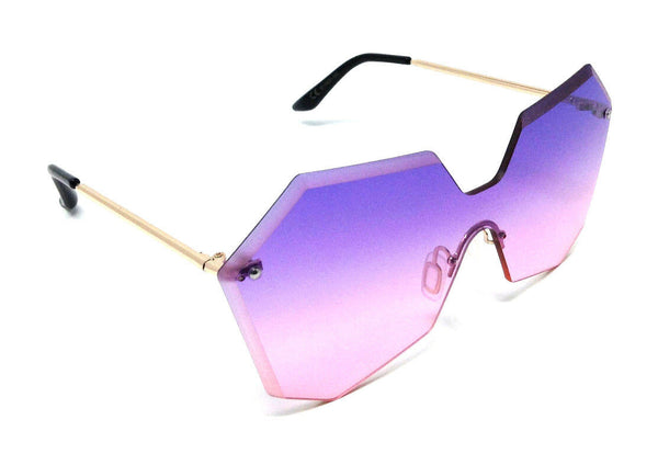 Rimless Oversized Laser Cut Futuristic One Piece Shield Lens Luxury Sunglasses