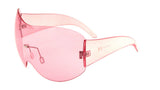 Alps Rimless Oversized Shield Mono Lens Futuristic Retro Sunglasses