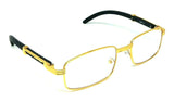 Apprentice Slim Rectangular Metal & Faux Wood Luxury Sunglasses