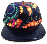 E-Flag Multicolor Faux Black Stingray Leather 5 Panel Strapback Hat
