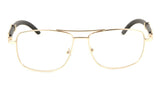 Associate Metal & Faux Wood Aviator Eyeglasses / Clear Lens Luxury Sunglasses