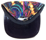 E-Flag Multicolor Faux Black Stingray Leather 5 Panel Strapback Hat