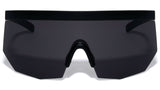 XL Oversized Semi Rimless Shield Wrap Face Sport Sunglasses