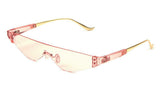 Cyber Futuristic Slim Rimless Shield One Piece Mono Lens Retro Sunglasses