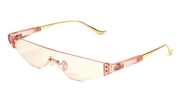 Cyber Futuristic Slim Rimless Shield One Piece Mono Lens Retro Sunglasses