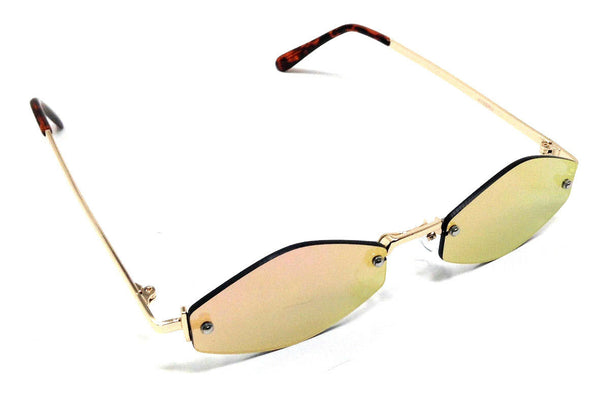 Slim Rimless Classic Hexagon Luxury Geometric Sunglasses