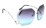 Womens Oversized Rimless Beveled Geometric Square Luxury Sunglasses