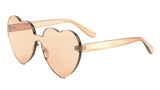 Thick Bold Oversized Lolita Heart Shaped Rimless Mono One Piece Shield Lens Sunglasses