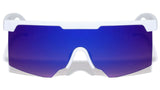 Oversized Semi Rimless Square Shield Aviator One Piece Lens Sunglasses