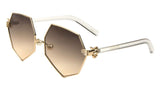 Geometric Oversized Pearl Nose Pad Clown Hand Hinge Aviator Sunglasses