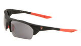 Khan Soft Rubber Semi Rimless Wrap Around Sport Sunglasses