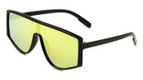 Flat Top Shield One Piece Lens Wrap Around Sunglasses