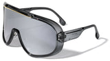 Futuristic Oversized Shield One Piece Lens Wrap Around Sport Sunglasses