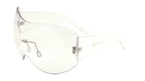 Alps Rimless Oversized Shield Mono Lens Futuristic Retro Sunglasses