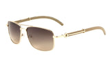 Associate Metal & Faux Wood Square Aviator Luxury Sunglasses
