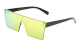 Art Deco Flat Top Shield One Piece Floating Lens Sunglasses
